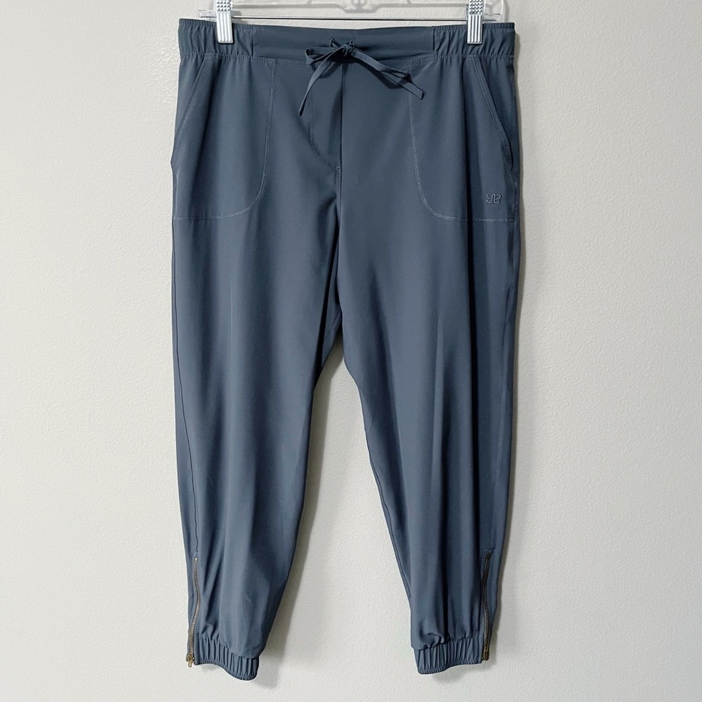 Albion Fit Jetsetter Jogger Pants Light Blue Size Small Petite Zipper Ankles